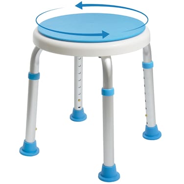 Vaunn Medical Tool-Free Assembly Adjustable Swivel Shower Stool and Bathtub Seat with Anti-Slip Rubber Tips for Safety and Stability
