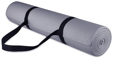 Fitvids All-Purpose 1/4-Inch High Density Anti-Tear Exercise Yoga Mat with Carrying Strap, Gray