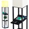 SUNMORY Floor Lamp with Shelves,Modern Dimmable Solid Wood Standing Lamp with 1 Drawer and 2 USB Ports &amp; 2 Power Outlet,Corner Tall Bookshelf Lamp for Living Room and Bedroom(Black)