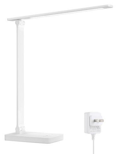 Lepro LED Desk Lamp, Metal Desk Light 9.5W 800lm, Forbes Vetted Best Task Lamp, 5 Color Modes 5 Brightness Level, Dimmable Home Office Desktop Lamp for Reading, Crafting, Sewing, Puzzle, Nail, White