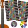 2 PCs Self Adhesive Guitar Fretboard Stickers &amp; 6 Picks - Color Coded Note Decals Fingerboard Frets - Best Guitar learning Tools for Beginner Learner