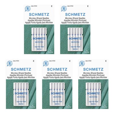 SCHMETZ Microtex Sharp Sewing Machine Needles - Quilting &amp; Topstitching Supplies, Size 90/14, 5-Needle Card, Pack of 5