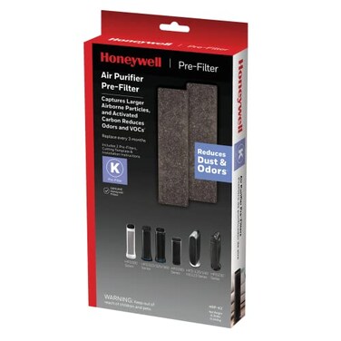 Honeywell Household Odor &amp; Gas Reducing Pre-Filter, 2 Pack, Black