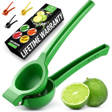 Zulay Premium Quality Metal Lime Squeezer, Citrus Juicer, Manual Press for Extracting the Most Juice Possible - Lime Juicer (Green)