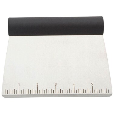 KitchenAid All Purpose Stainless Steel Dough Pastry Scraper/Chopper/Cutter with Measurement Scale, 6-Inch, Black