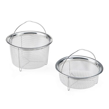 Instant Pot Official Mesh Steamer Basket Set, Stainless Steel, Dual-Purpose Steamer &amp; Strainer, Easy-Lift Handle, Dishwasher Safe, Rust-Resistant, Essential Accessory for Healthy Cooking