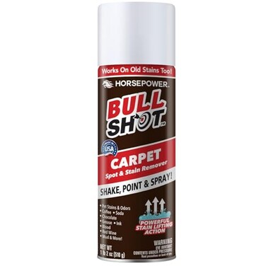 Bull Shot Carpet Spot &amp; Stain Remover by Horsepower, AS-SEEN-ON-TV, Made In USA, Just Point &amp; Spray, Stain-Lifting Foam-Action, Pet Stains &amp; Odors, Coffee, Soda, Wine, Grease, New &amp; Old Stains &amp; More