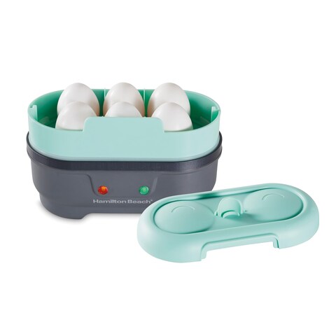 Hamilton Beach Sous Vide Style Electric Egg Bite Maker, Hard Boiled Egg Cooker &amp; Poacher with Removable Nonstick Tray, Makes 2 in Under 10 Minutes, Teal (25511)