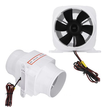 Qiilu Boat Blower Fan Abs Blower 4In In Line Marine Bilge Blower Strong Ventilation Fan For Yacht