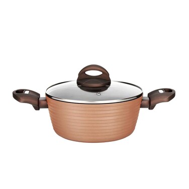 NutriChef Cooking Pot with Lid - Non-Stick Stylish Kitchen Cookware with Coffee Inside and Brown Outside (Works with Model: NCCW12BRW)
