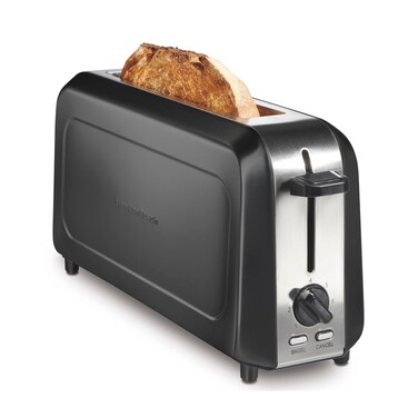 Hamilton Beach Extra Long Slot 2 Slice Toaster with Browning Control, Bagel Function, Cancel Button &amp; Auto Shutoff, Modern Slim Design Fits Any Space, Black (22989)