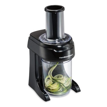 Hamilton Beach 3-in-1 Electric Vegetable Spiralizer for Veggie Noodles, Zoodle Maker &amp; Slicer With 3 Cutting Cones for Spaghetti, Linguine, and Ribbons, 6-Cups, Black (70930)