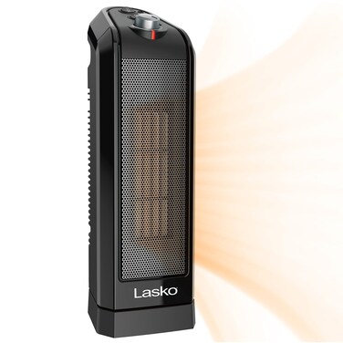 Lasko Oscillating Ceramic Space Heater for Home with Overheat Protection, Thermostat, and 3 Speeds, 15.7 Inches, Black, 1500W, CT16450, Small, 4 Pounds