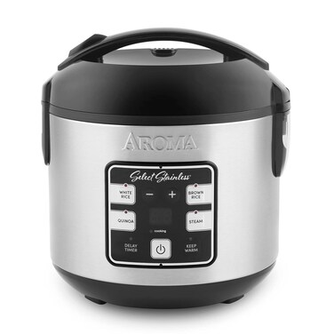 Aroma Housewares Select Stainless Digital Rice &amp; Grain Multicooker, Rice Cooker 4 Cup uncooked, (ARC-914SBDS)