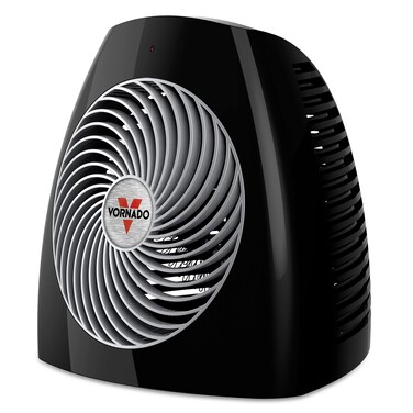 Vornado MVH Space Heater 3 Heat Settings Adjustable Thermostat Tip-Over Protection Auto Safety Shut-Off System Indoor Use Whole Room Black
