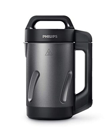 Philips Viva Collection SoupMaker, 1.2 L, Makes 2-4 servings, 6 Pre-set Programs, SoupPro Technology, Soup in Less than 18 Minutes, Eeasy Clean, Recipe Book, Black and Stainless Steel (HR2204/70)