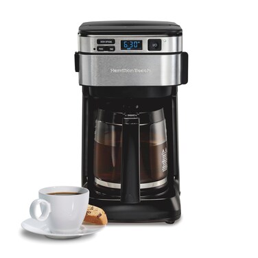 Hamilton Beach Programmable Coffee Maker, 12 Cups, Front Access Easy Fill, Pause &amp; Serve, 3 Brewing Options, Black (46310)
