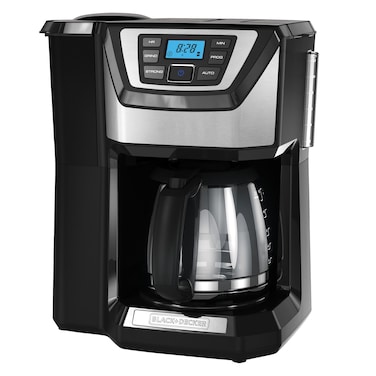 BLACK+DECKER 12-Cup Mill and Brew Coffee Maker, Automatic Grind and Brew Drip Coffee Machine, Programmable, Sneak-A-Cup, Reusable Filter.