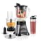 Hamilton Beach Blender for Shakes and Smoothies &amp; Food Processor Combo, With 40oz Glass Jar, Portable Blend-In Travel Cup &amp; 3 Cup Electric Food Chopper Attachment, 700 Watts, Gray &amp; Black (58163)