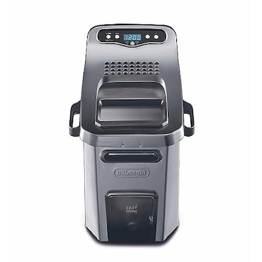 DeLonghi Livenza Deep Fryer, Silver - 1-Gallon Oil Capacity - EasyClean System - Adjustable Thermostat - Cool Touch Handles - Dishwasher Safe