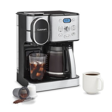 Cuisinart Coffee Maker, 12-Cup Glass Carafe, Automatic Hot &amp; Iced Coffee Maker, Single Server Brewer, Stainless Steel, SS-16