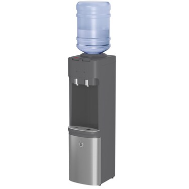 GE Top-Loading Hot and Cold Water Dispenser   5 Gallon Water Cooler for Home or Office   2 Temperature Settings   Taller 13" Dispenser Height   Freestanding with LED Night Light  Charcoal