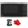 GE JES1097SMSS 0.9 Cu. Ft. Capacity Smart Countertop Microwave Oven with Scan-To-Cook Technology Bundle with 2 YR CPS Enhanced Protection Pack and Deco Chef Pair of Red Heat Resistant Oven Mitt
