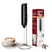 YSSOA Electric Milk Frother Handheld with Stainless Steel Stand Battery Operated Whisk Drink Mixer for Coffee, Frappe, Latte, Matcha, Hot Chocolate, Mini Hand Blender, Black