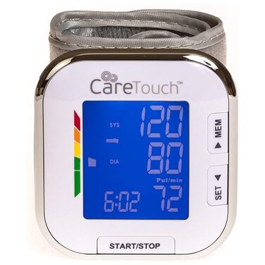 Care Touch Digital Wrist Blood Pressure Monitor for Adults Size 5.5-8.5" for Home Use, Automatic High Blood Pressure Machine with Batteries &amp; Carrying Pouch.