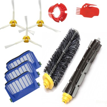 Amyehouse Replacement Parts Kit Bristle Flexible Beater Brush &amp; Aero Vac Filter &amp; Side Brush Compatible with iRobot Roomba 600 Series 595 610 614 618 620 630 640 650 660 680 685 690 692 694 695 Vacuum