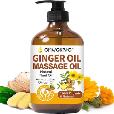 Ginger Oil,Ginger Massage Oil for Lymphatic Drainage,Natural Ginger Oil for Skin,Arnica Oil,Sore Muslce Massage Oil,Ginger Oil-Warming and Relaxing for Valentines Day Gifts
