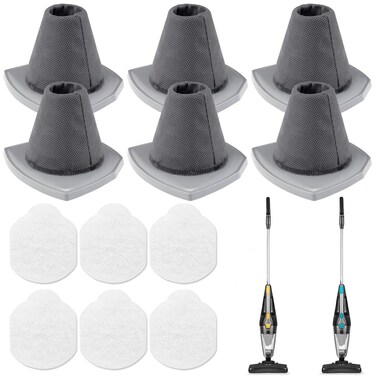 6+6 Pack NES215A/ NES210 Vacuum Filter Set for Eureka NES215A/ NES210/ NES212/ NES215 Blaze Stick Vacuum Cleaner, 6 Pack Vacuum Filters &amp; 6 Pack Pre-Motor Filters, Compare to Part #N0101 &amp; N0102