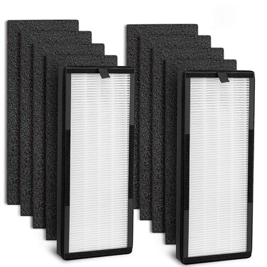 True HEPA Replacement Filter for VEVA 8000 Elite Pro Series Air Purifier, 2 HEPA Filters &amp; 8 Premium Activated Carbon Pre Filters (2+ Year Supply) for Complete Tower Air Cleaner Home &amp; Office