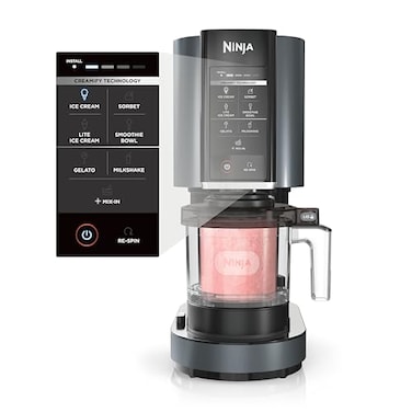 Ninja CREAMi, Ice Cream Maker, Ice Cream, Gelato, Sorbet ,Milkshakes, Mix-ins, Smoothie Bowls &amp; More, 7-in-1, Ice Cream Pints, Pint lid, Healthy Ice Cream, Compact, Perfect for Kids, Black, NC299AMZ