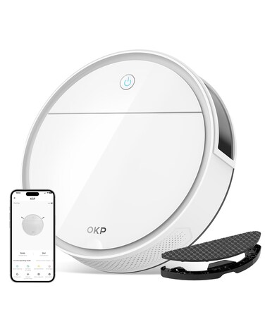 OKP K5 Pro Robot Vacuum and Mop, 2 in 1 Mopping Robotic Vacuum with 5000 Pa Suction Power, Auto Self-Recharging, Wi-Fi/APP/Alexa/Remote Control, Good for Hard Floors and Pet Hair Pick Up