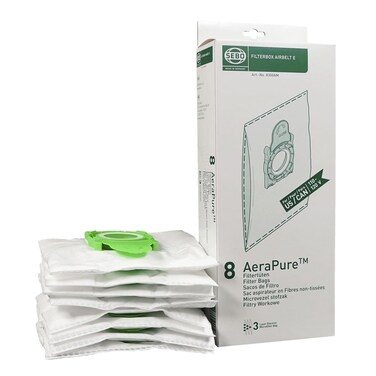 SEBO Filter Bag Box Airbelt E, 8 Three-Layer Ultra Bags with caps #8300AM