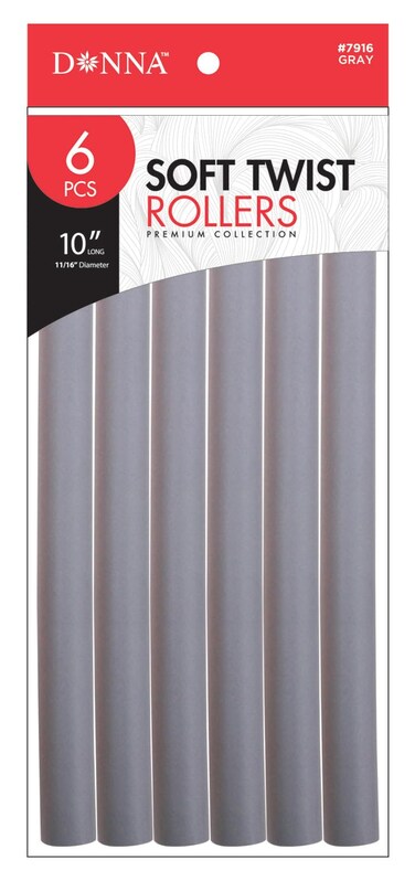 DONNA 10" Soft Twist Rollers Rollers Foam Hair Rollers Hair Curlers Hair Clips for Hairdressing Styling Heatless Hair Curler 11/16"(D) GRAY 6PCS