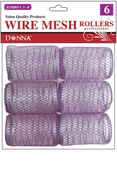 DONNA Wire Mesh Rollers 1.75"(D) JUMBO 6PCS Foam Hair Rollers Hair Curlers Hair Clips for Hairdressing Styling Heatless Hair Curler PURPLE