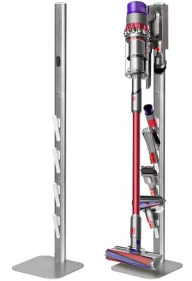 Haturi Vacuum Stand, Dyson Vacuum Holder and Metal Storage Bracket, Standing dock for Dyson G5 V15 V12 V11 V10 V8 V7 V6, Hidden Power Cord Design for Dyson Handheld Cordless Vacuum Cleaners