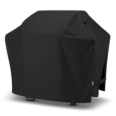 SunPatio Grill Cover 55 Inch, Outdoor Heavy Duty Waterproof Barbecue Gas Cover, UV &amp; Fade Resistant, All Weather Protection Compatible for Weber Charbroil Nexgrill Kenmore Grills and More, Black
