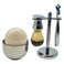 G.B.S Men's Shaving Kit - 5 Blade Razor Stainless Durable Wide Handle for Strong Grip, Shaving Brush, Razor + Brush Stand, Chrome shaving Bowl &amp; All-natural Shave soap