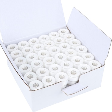 New brothread 144pcs White 60S/2(90WT) Prewound Bobbin Thread Plastic Size A SA156 for Embroidery and Sewing Machine Cottonized Soft Feel Polyester Thread Sewing Thread