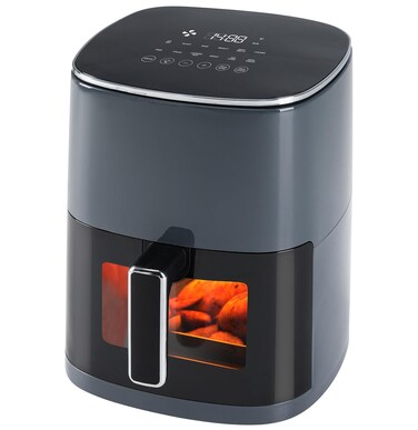 OLIXIS Air Fryer 6 Quart Capacity with Window Square Air Fryer 12-in-1 Air Fry, Roast, Reheat, Dehydrate, Bake, Steam with 400F Grey