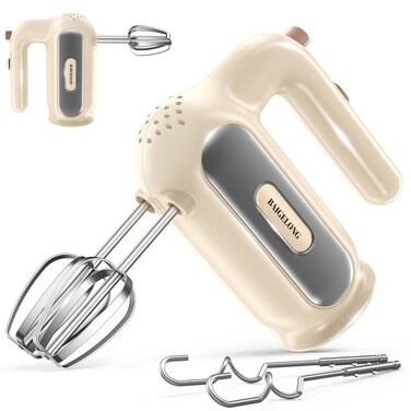 Hand Mixer Electric, 5-Speed Small Handheld Mixer, 2* (304 Dough Hooks &amp; 304 Whisks) Food Mixer, Kitchen Mixer for Baking, Cream, Cookies, Dishwasher Safe