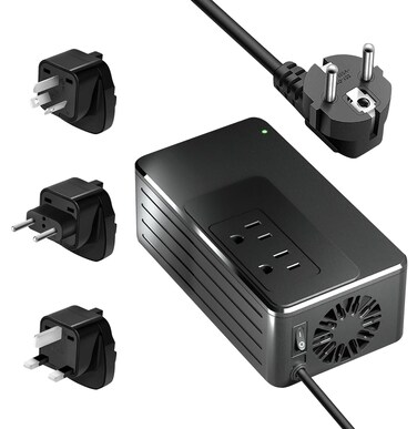 1200W Universal Travel Adapter Converter Step-Down 220V to 110V, 2 lbs Light Weight, Stable Pure Sine Wave, for Hair dryers, straighteners, Curling Irons, Coffee Makers (Black)