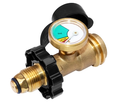 DOZYANT Universal Fit POL Propane Tank Adapter with Gauge Converts POL LP Tank Service Valve to QCC1 / Type 1, Old to New Connection Type, Propane Tank Gauge