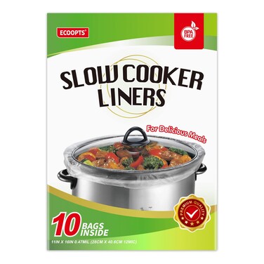 ECOOPTS Slow Cooker Liners Disposable Cooking Bags Small Size Pot Liners Fit 1QT to 3QT Suitable for Oval &amp; Round Pot (10)