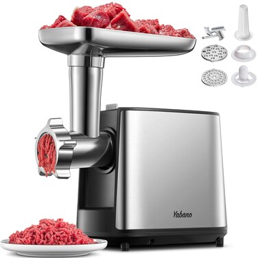 Electric Meat Grinder, Heavy Duty Meat Mincer, Sausage Stuffer Maker, Food Grinder with Sausage &amp; Kubbe Kit, 2 Grinder Plates, Stainless Steel (Black)