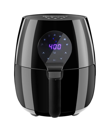 Elite Gourmet EAF5317D Digital 5.3Qt Hot Air Fryer 7 Menu Functions 1350W Oil-Less Healthy Cooker, Timer &amp; Temperature Controls, PFOA/PTFE Free, Black