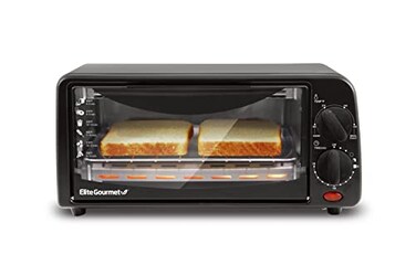 Elite Gourmet ETO236 Personal Compact 2 Slice Countertop Toaster Oven with 15 Minute Timer &amp; Adjustable Temperature, Bake, Broil, &amp; Toast, Black